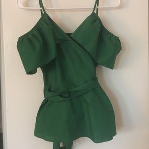 Top shop cold shoulder tie shirt